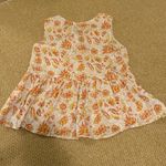 Lucky Brand  Robin Cotton Boho Babydoll Top (Sz M) Orange & Lavender Fall Paisley Photo 8