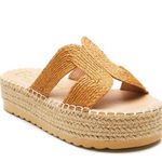 Matisse Footwear COCONUTS BY MATISSE Cool Off Espadrille Platform Slide Sandal In Tan Fabric Photo 0