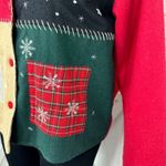 Take Two‎ Vtg Wool Felt Patchwork Winter Christmas Jacket Colorblock Large Red Photo 6