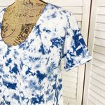 J.Crew Tie Dye Scoop Neck Pocket Tee Shirt Blue White Small Photo 4