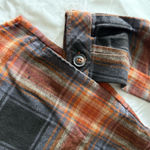 Democracy Orange And Black Plaid Flannel With Raw Hem Photo 3