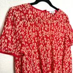 Madewell  Crinkled Button Back Floral Tie Front Full Bloom Georgette Blouse Red Photo 2