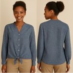 Talbots  Blue, Navy, White Patterned Button-Down Shirt Tie Hem Size MP Photo 7