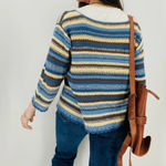 vintage cottagecore crocheted button down striped cardigan size L Brown Size L Photo 6