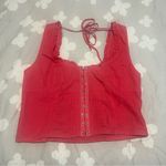 Free People Red Ruffled Crop Top Photo 1