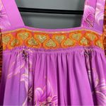 Handmade Muumuu Dress Vibrant Floral Puffed Sleeve Lily Midi Sequin Woven Detail Size M Photo 12