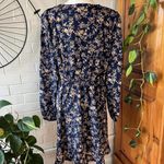 Blue Floral Plunge Neck A Line Mini Dress Photo 1