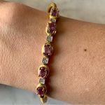 Dee Berkley Gold Over Sterling Silver Amethyst And Diamond Mesh Bracelet 7.25” Photo 3