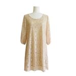 Rachel Kate  Cream Pink Lace Overlay 3/4 Sleeve Scoop Neck Mini Dress Medium NEW Photo 9