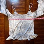 American Eagle  AEO Soft & Sexy Gray White Tie Dye Cold Shoulder Top Size Medium Photo 6
