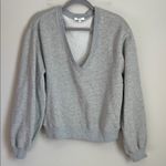 AGOLDE  Gray V Neck Sweatshirt Balloon Sleeves Pullover Size Small Photo 0