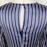 Banana Republic  Navy Blue PJ Stripe Asymmetrical Draped Satiny Shift Dress Sz 6 Photo 12