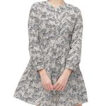 J.Crew Animal Print Novelty Zebra Leopard Long Sleeve Tiered Mini Dress Size XS Black Photo 0