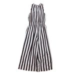 Loft  Striped Wide Leg Jumpsuit White Pink Brown Sleeveless Flowy Medium NWT Photo 2