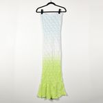 Amanda Uprichard  Aisha Green Blue Ombre Crochet Knit Strapless Midi Dress Small Photo 2