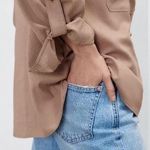 ZARA Gold Button Down Tan Shirt Sz Small Photo 1