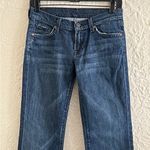 7 For All Mankind Bootcut Dark Denim Jeans 26 Hemmed Blue Gray Ivory Embroidered Photo 4