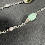 Judith Ripka Sterling Silver Green Turquoise & Lemon Quartz Station Necklace 36" Photo 5