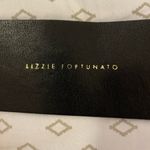 Black leather chunky belt with gold chain buckle Photo 2