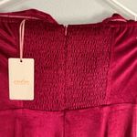 Entro NWT  Strapless Velvet Jumpsuit Raspberry Pleated Wide Leg Pockets Sz Large Photo 3