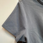 EXPRESS  Textured Stretch Top Short Sleeve Waist Knot Smokey Blue Size Large L Photo 4