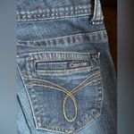 Calvin Klein Blue Jeans Boot Cut With Tan thread Pockets SZ 6 Photo 4