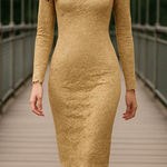 Molly Malloy Vintage 80s Golden Cocktail Prom Dress Size S Gold Photo 1