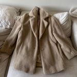 & Other Stories Cream Faux Fur Wool Blend Collared Coat Photo 3