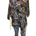Motherhood Maternity Black Floral Print Tie Front Balloon Sleeve Blouse  Medium Photo 13