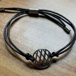 Fossil Vintage Adjustable Brown Leather Bracelet Silver Boho Circle Charm Y2K Photo 0