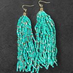 Women’s Boho Turquoise Bead Tassel Earrings Blue Photo 3
