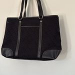 NY & Co Black Monogram Tote Bag Leather Trim Contrast Stitch Shoulder Purse Black Photo 2