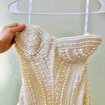🆕 RETROFETE Deema Pearl Embellished Strapless Crepe Mini Dress Ivory Sz S Photo 5
