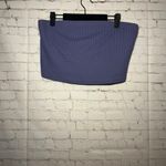 Urban Outfitters  Blue Tube Top Ribbed Knit Sleeveless Built In Bra Cropped Top L Photo 1