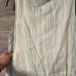 J. Jill Linen Dress Green Blue Stripe Overlay XS‎ Photo 2