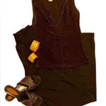 Eye Candy size small versatile gold and black sleeveless stretchy top EUC Photo 0