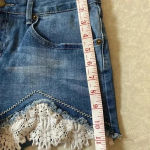 Rue 21 Rue 21 Denim Cutoff Jean Shorts with Cream Lace Crochet Accent Size 9-10 Photo 11