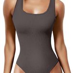 Ribbed Sleeveless Stretch Fit Bodysuit Black Size XXL Photo 0