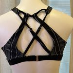 Athleta Bikini Top sz 34D/34DD Black Stripe Bikini Top High Neck Strappy Back Photo 10