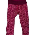 Lululemon Run Inspire Crop Leggings Pink Animal Print Size 4 Ruched Capri EUC Photo 0