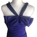 Boutique Ruched Mesh Overlay Front Bow Bodycon Dress Photo 1