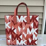 Michael Kors MK Kenly Large Logo Tote Bag - Sherbert Multi Photo 3