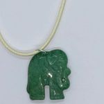 Handmade Cream Wax Green Elephant Necklace Photo 3