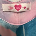 Buddy Love Women’s Tie Strap Tank Top Size XS Blue Pink Feather Photo 3