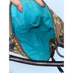Gap Vtg 2006 Hobo Bag Brown Teal Floral Print Canvas Leather Trim Shoulder Bag Photo 5