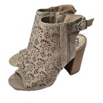 Fergalicious  Booties Womens Size 6 Tan Perforrated Parney Peep-toe Block Heel Photo 0