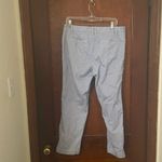 Talbots Women 12P Blue White Pinstripe Straight Leg Stretch Cotton Chinos Photo 3