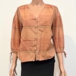 Madewell XXS Morningview tie sleeve button front v neck blouse top TB 2789 Photo 6