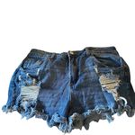 Almost Famous  Distressed Blue Denim Cut Off Shorts boho western everyday casual Photo 1