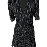 Free People Pippa Ruched Asymmetrical Mini Dress XS Women’s Black Polka Dot Photo 1